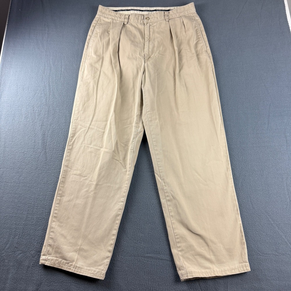 Vintage USA Polo Ralph Lauren Pants Mens 34x31 (Fits 33x30) Beige Double Pleated